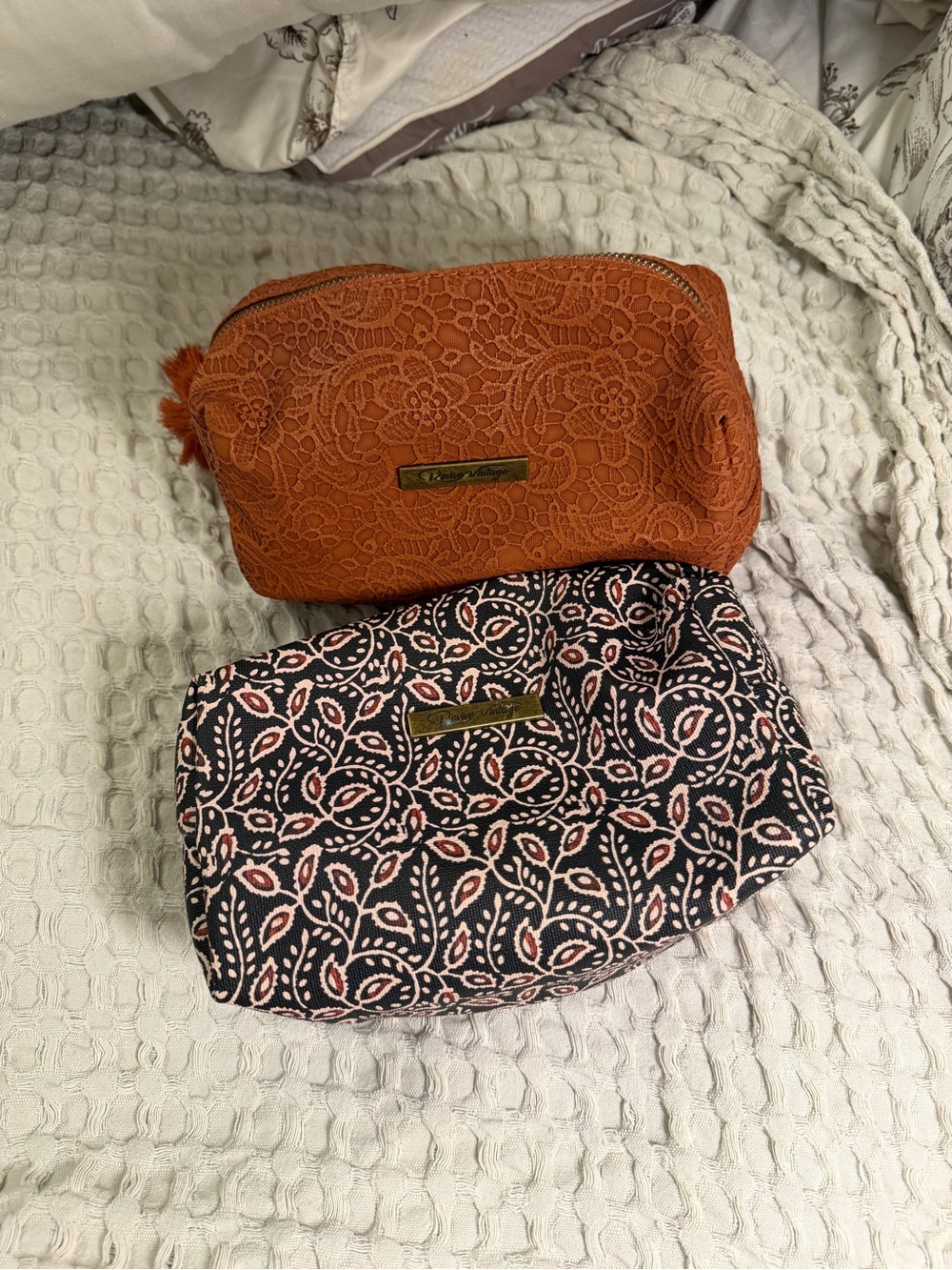 Revive Vintage Cosmetic Bag Set Lace Paisley Boho Makeup Travel Pouches